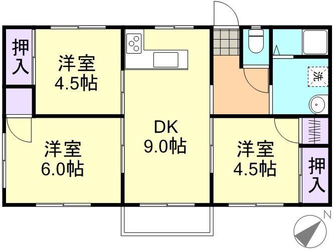 ビッグビレッジ(3DK/1階)の間取り写真