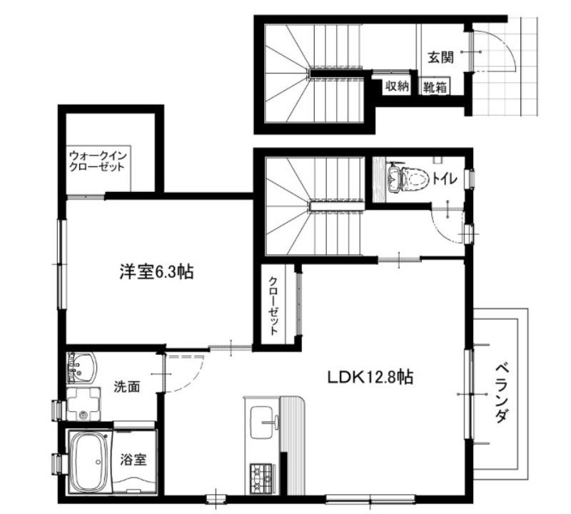 サニーコート新田2号地(1LDK/2階)の間取り写真
