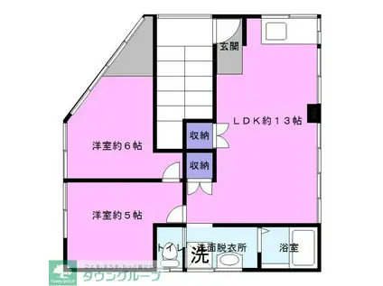 大義ビル(2LDK/2階)の間取り写真