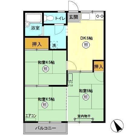 Tレジデンス C(3DK/2階)の間取り写真