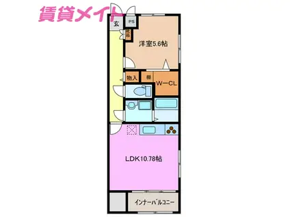 ヴァンクール(1LDK/2階)の間取り写真