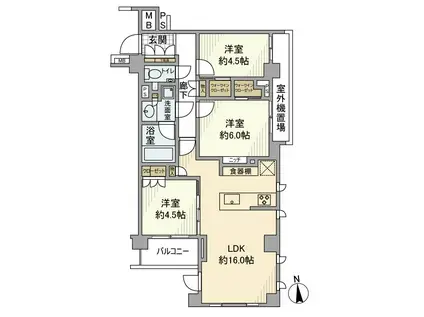 オープンレジデンシア鷹番(3LDK/1階)の間取り写真