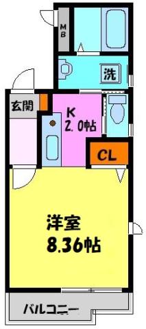 ONLYONE小花(1K/3階)の間取り写真