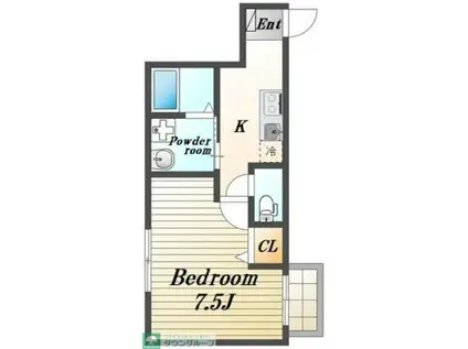 PLUMAS北野(1K/2階)の間取り写真