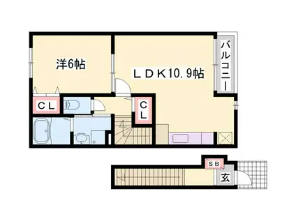 バーミィガーデンII(1LDK/2階)の間取り写真