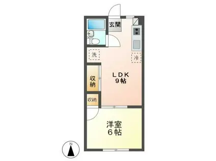 内装リフォーム物件(1LDK/3階)の間取り写真