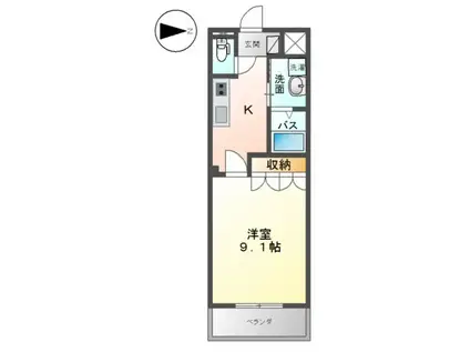 カントリードール(1K/1階)の間取り写真
