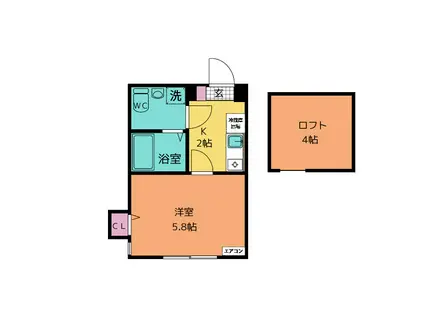 コリーヌ・メゾン(1K/2階)の間取り写真