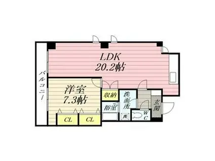 ハイツ元住(1LDK/6階)の間取り写真
