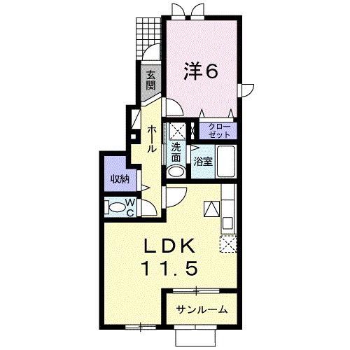 メビウス(1LDK/1階)の間取り写真