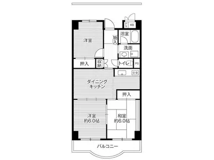 ビレッジハウス芝浦タワー 1号棟(3DK/5階)の間取り写真