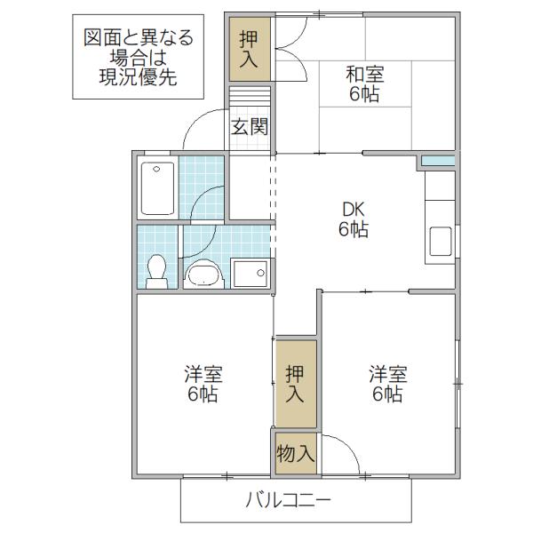 オルベージュA(3DK/2階)の間取り写真