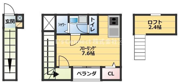 KIKUNA原町(ワンルーム/2階)の間取り写真