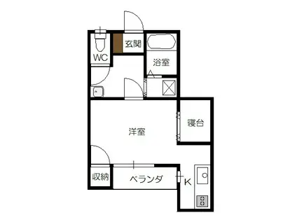 ブラウン瓔珞シャトー・N(1K/2階)の間取り写真