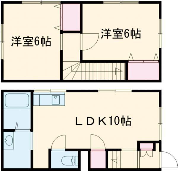ハイツ黄金B棟(2LDK/1階)の間取り写真