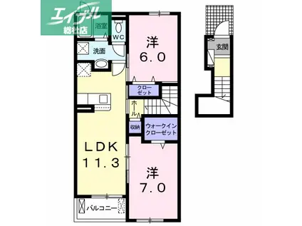 SUN16ヒロ II(2LDK/2階)の間取り写真