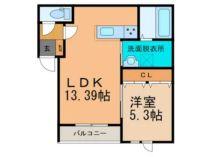 LAULEA18条(1LDK/1階)の間取り写真