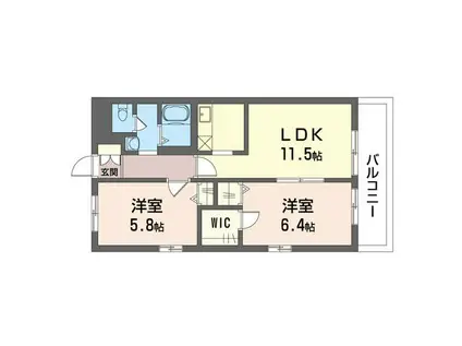 ヴィラージュ市川大町(2LDK/3階)の間取り写真