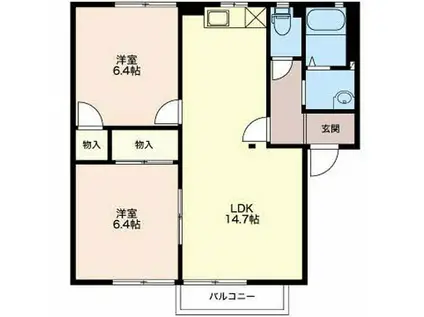 フレグランス上の原 S棟(2LDK/1階)の間取り写真