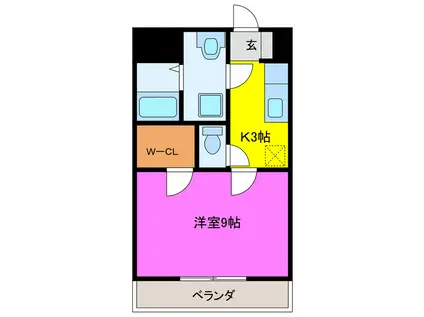 ライツフォル(1K/2階)の間取り写真