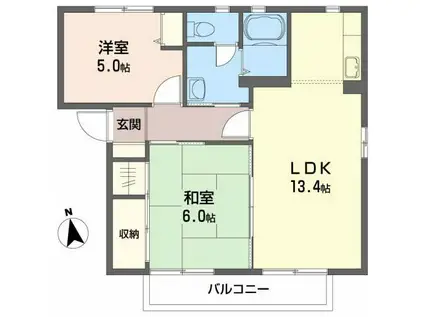 サンライズコーポ(2LDK/2階)の間取り写真