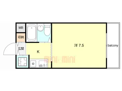 ジョイフル塚口(1K/3階)の間取り写真