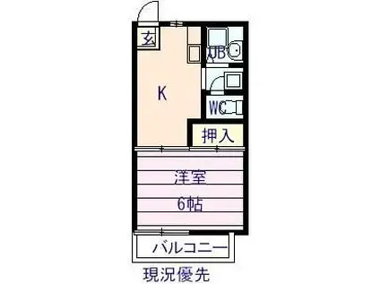 ファミールすみれ(1K/1階)の間取り写真