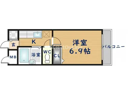 リバーサイド金岡II番館(1K/2階)の間取り写真