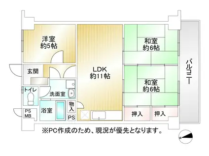 エバーライフ新室見(3LDK/3階)の間取り写真