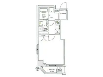 ヴェローナ門前仲町ルッソ(1K/5階)の間取り写真