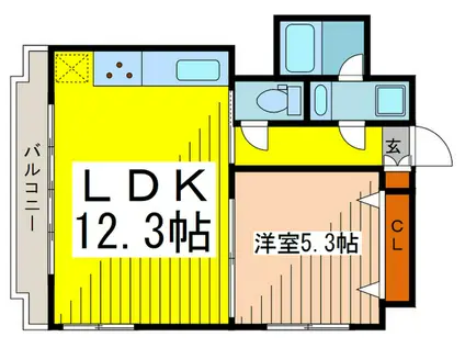扇橋丸貞ビル(1LDK/7階)の間取り写真