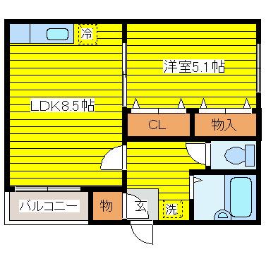 コートモンターニュ(1LDK/2階)の間取り写真