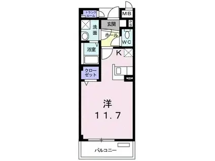 モンテ シャスタ―(1K/1階)の間取り写真