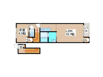 タウンコート上杉(1LDK/2階)の間取り写真