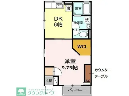 ドエルカルミア(1DK/1階)の間取り写真