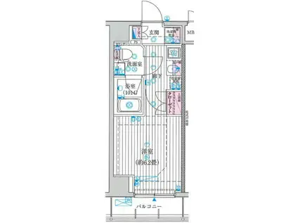 プレール・ドゥーク北新宿IV(1K/3階)の間取り写真