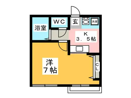 インペリアル ミヤジリ(1K/2階)の間取り写真