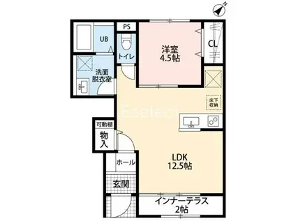 リーブルファイン八千代勝田台(1LDK/1階)の間取り写真