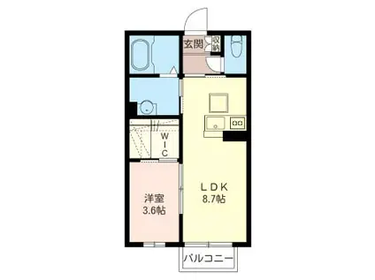 メタリオ(1LDK/2階)の間取り写真