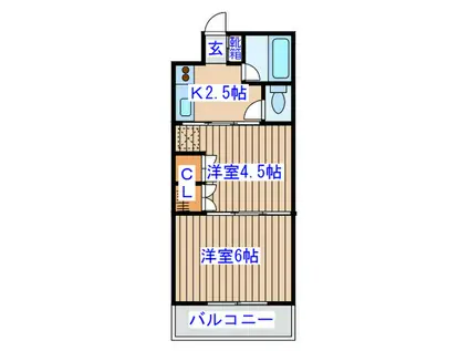 イーグルハイツ高松Ⅰ(2K/1階)の間取り写真