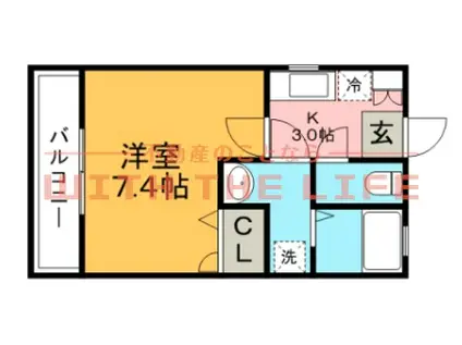クレフラスト久留米大(1K/2階)の間取り写真