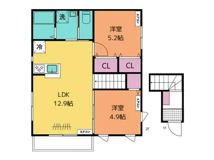 アリュール湘南(2LDK/2階)の間取り写真