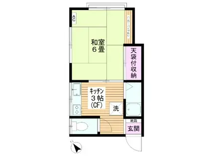 陽風荘(1K/2階)の間取り写真