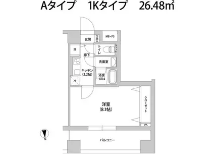 スカイレジデンス中落合(1K/5階)の間取り写真