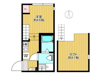 CORNER SUITE(1K/2階)の間取り写真