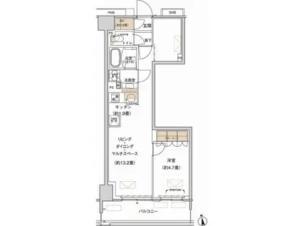 プライムネクサス大森北(1LDK/3階)の間取り写真