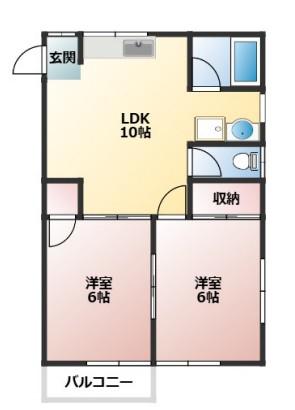 片山コーポラス(2LDK/2階)の間取り写真
