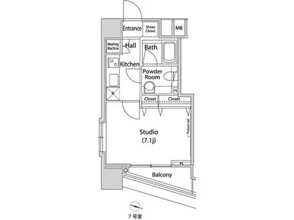 ファーストリアルタワー新宿(1K/16階)の間取り写真