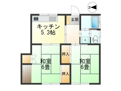 四ツ掘ハイツ(2K/2階)の間取り写真