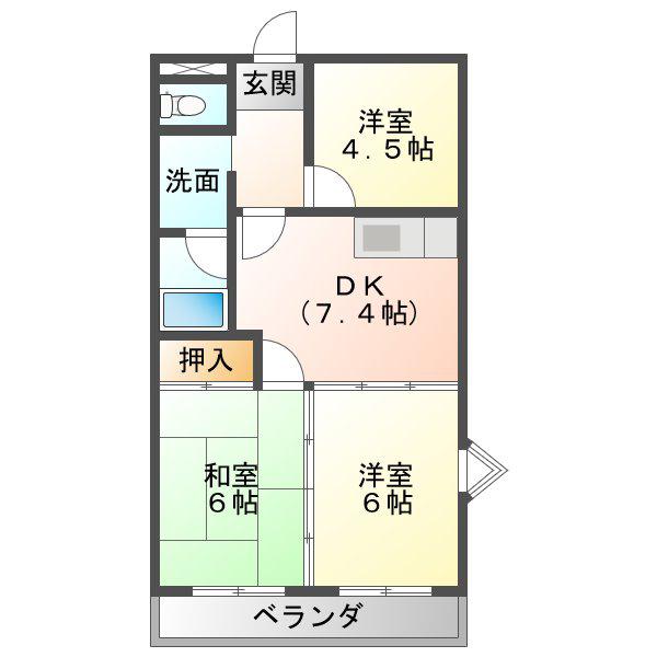 T-ビル(3DK/4階)の間取り写真